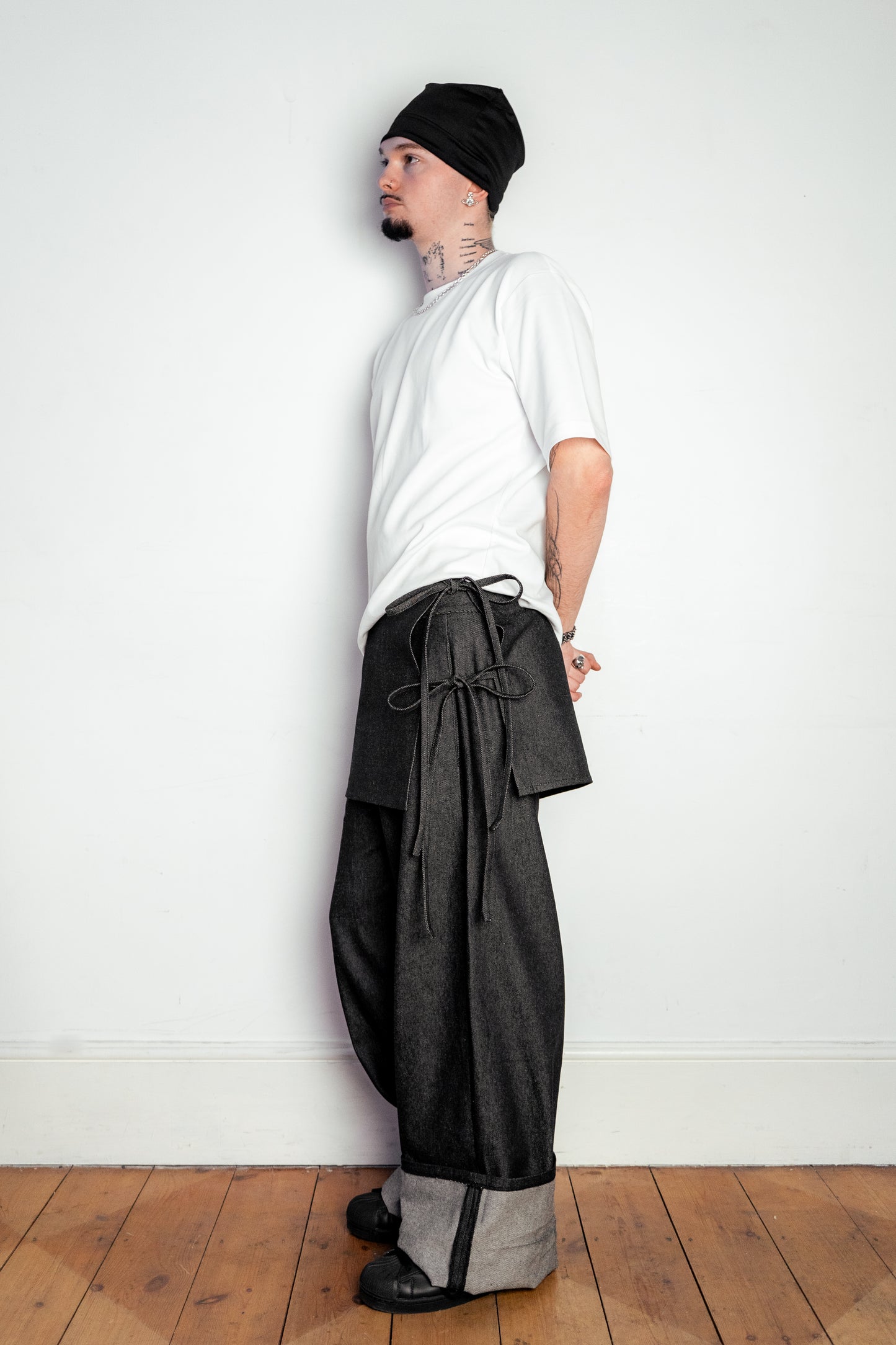 Two-tie Apron Trousers in Charcoal